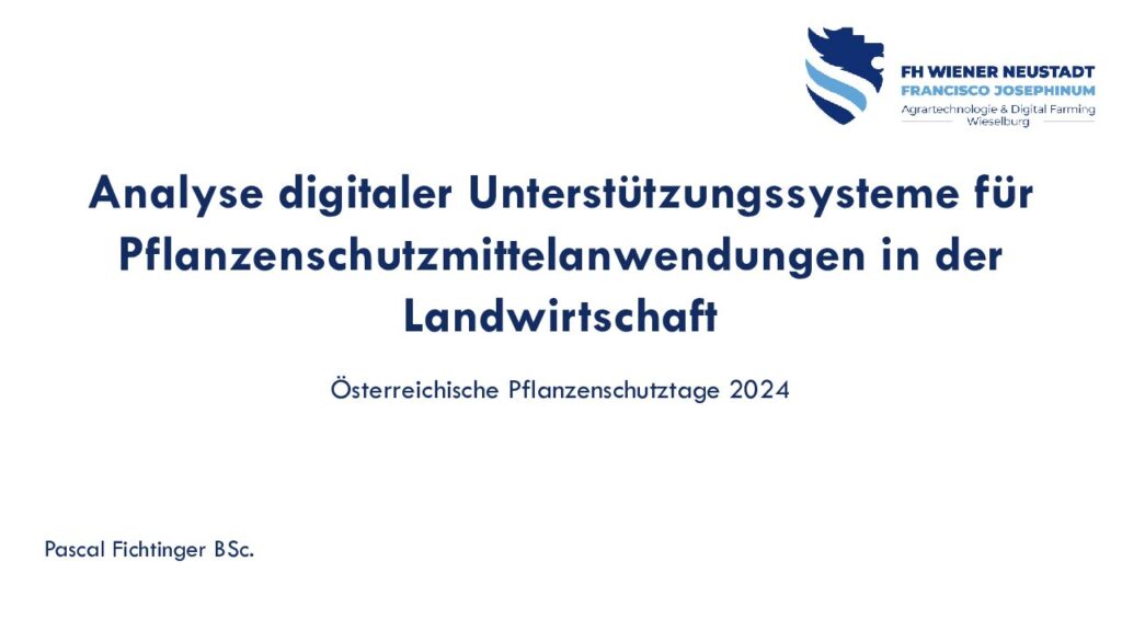 thumbnail of Analyse digitaler Unterstützungssysteme für Pflanzenschutzmittelanwendungen in der Landwirtschaft