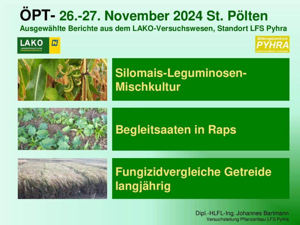 thumbnail of Ausgewählte Berichte aus dem LAKO-Versuchswesen, Standort LFS Pyhra