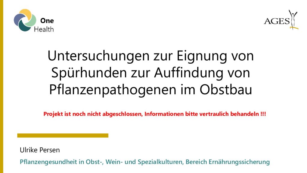 thumbnail of Untersuchungen zur Eignung von Spürhunden zur Auffindung von Pflanzenpathogenen im Obstbau
